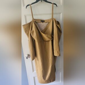 Eloquii faux leather camel color dress